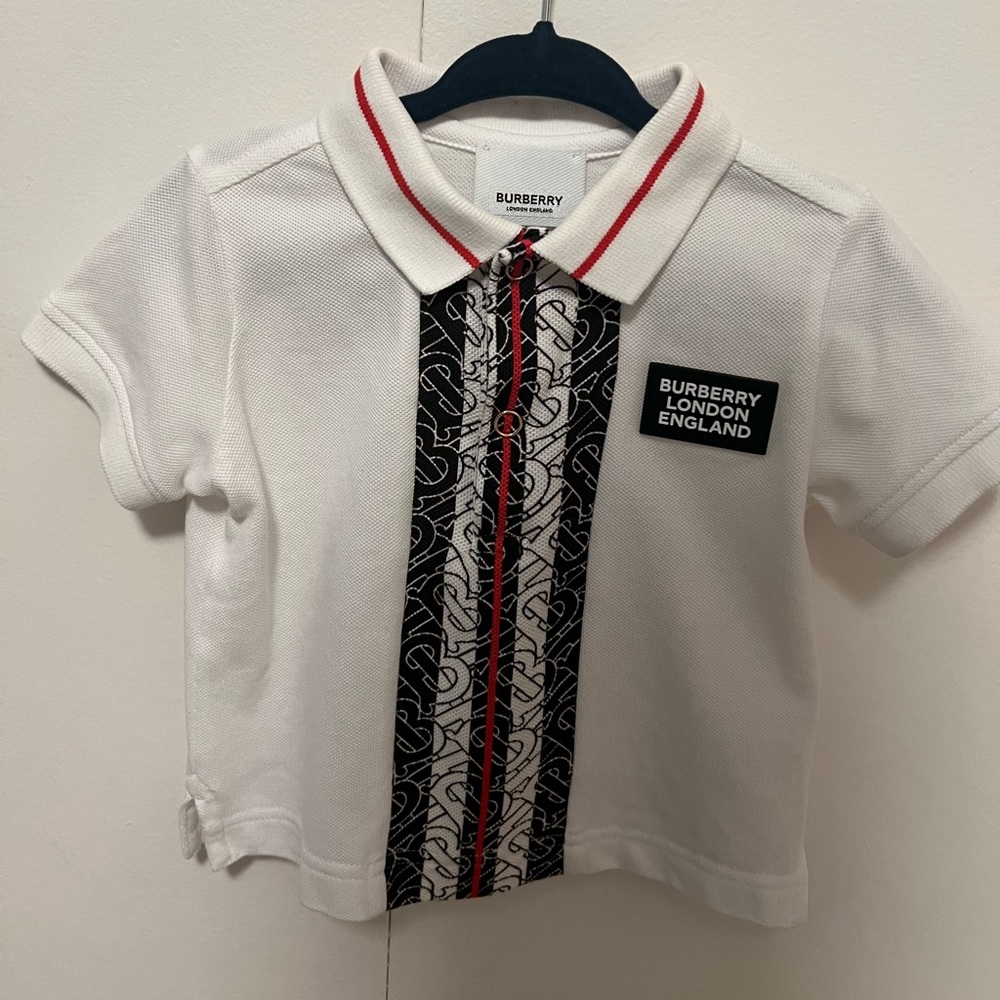 Boys mini Joseph monogram stripe polo shirt